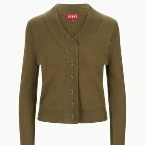NWT Staud Green vneck cardigan, size xs, new with tags